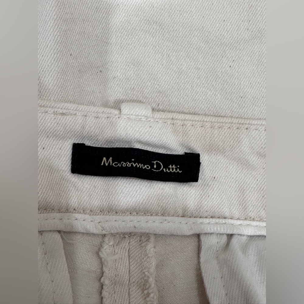 Massimo‎ Dutti Cream Crop Jeans Women’s 8 Stretch Straight Leg Pants Casual - Picture 6 of 10